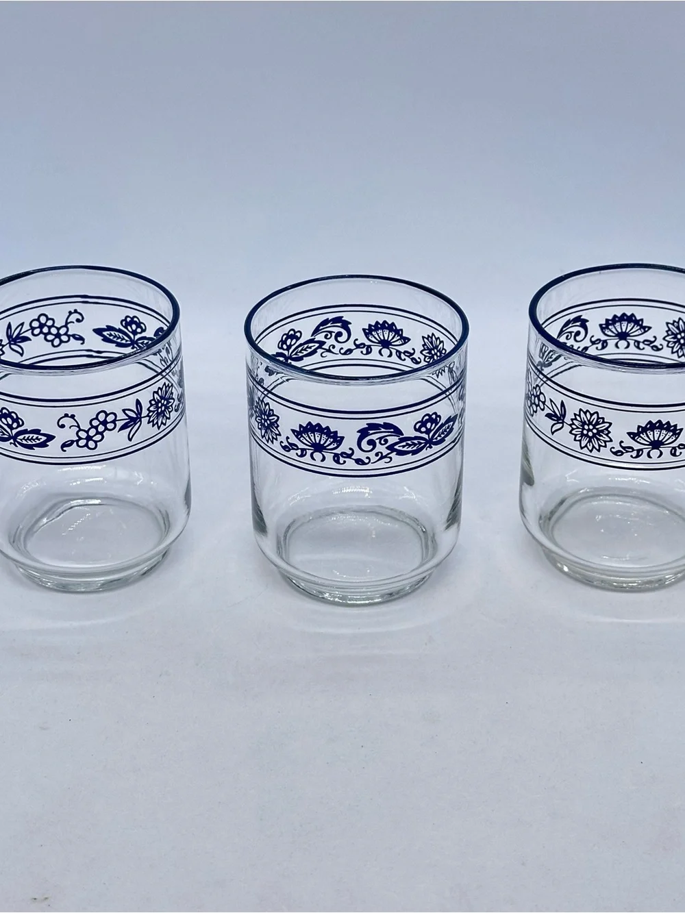 VTG 1970's Lot of 7 Libbey Corelle Old Towne Blue Onion 6oz Juice Glasses
